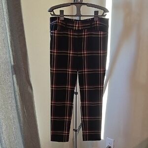 LOFT Women's Plaid Trousers - Black and Red